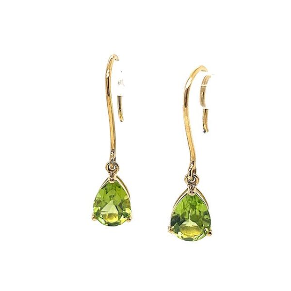 E1200: 14k Yellow Gold Pear Shape Peridot Pierced Earrings